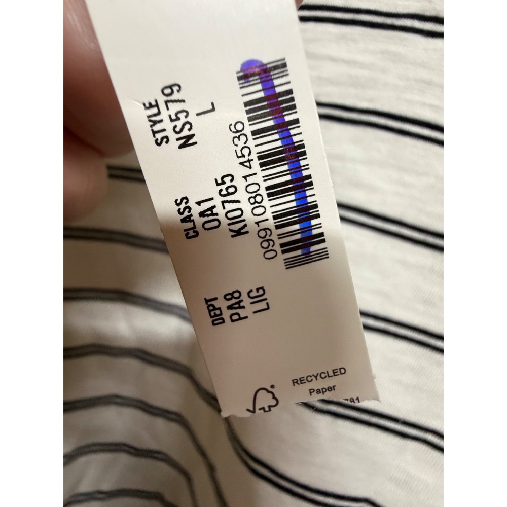 Madewell Whisper Cotton Crewneck Tee Large Ivory Black Stripe NS579 Pima Cotton - Picture 5 of 7